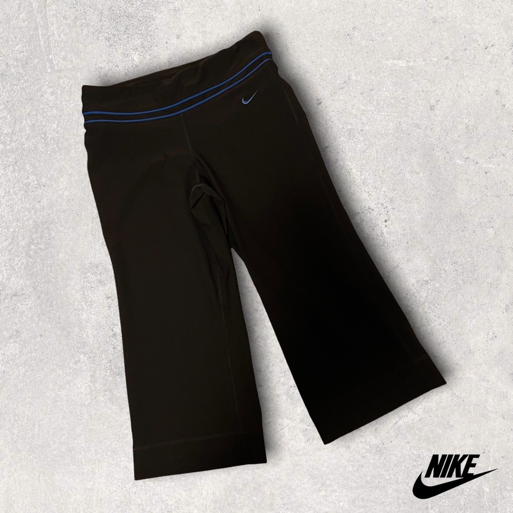 Nike Black/Blue Dri-Fit Wide Leg Capri Pants